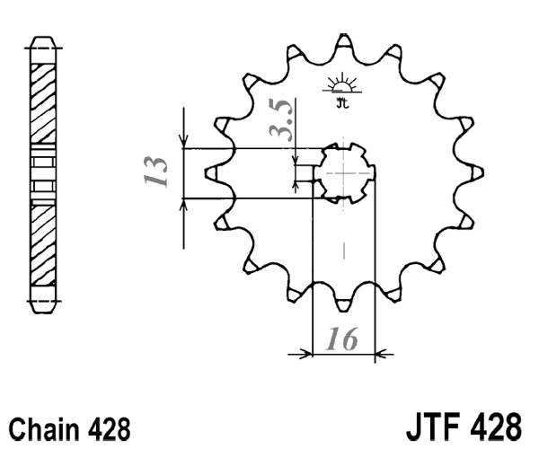 Řetězové kolečko JT JTF 428-14 14 zubů, 428
