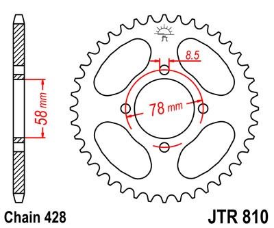 Řetězová rozeta JT JTR 810-37 37 zubů, 428