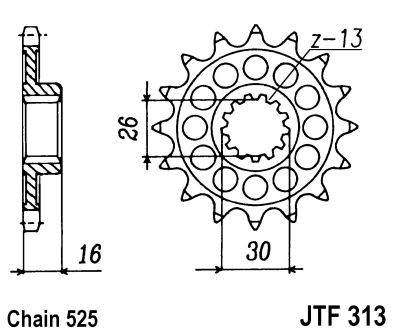 Řetězové kolečko JT JTF 313-16 16 zubů, 525