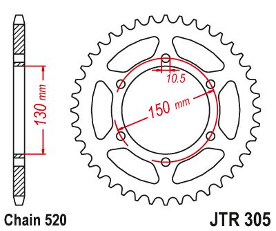 Řetězová rozeta JT JTR 305-46ZBK 46 zubů, 520 Černý zinek
