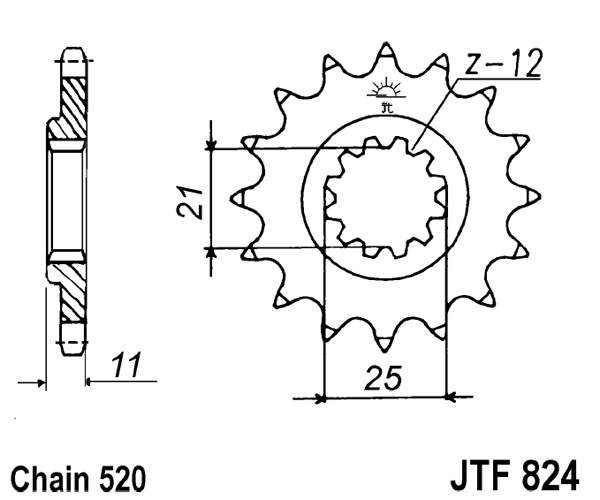 Řetězové kolečko JT JTF 824-17 17 zubů, 520