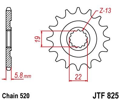 Řetězové kolečko JT JTF 825-13 13 zubů, 520