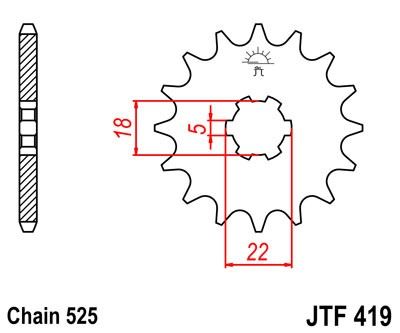 Řetězové kolečko JT JTF 419-14 14 zubů, 525