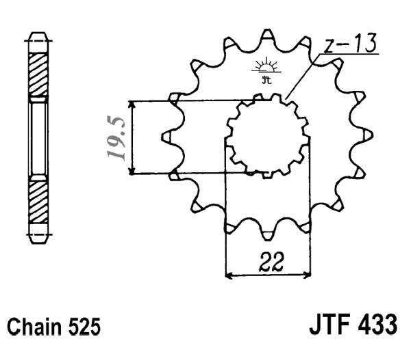 Řetězové kolečko JT JTF 433-14 14 zubů, 525