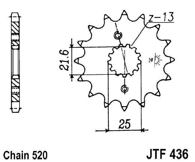 Řetězové kolečko JT JTF 436-14 14 zubů, 520