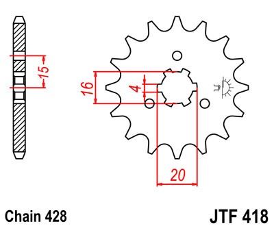 Řetězové kolečko JT JTF 418-14 14 zubů, 428