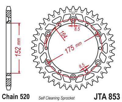Hliníková řetězová rozeta JT JTA 853-50BLK 50 zubů, 520 černá