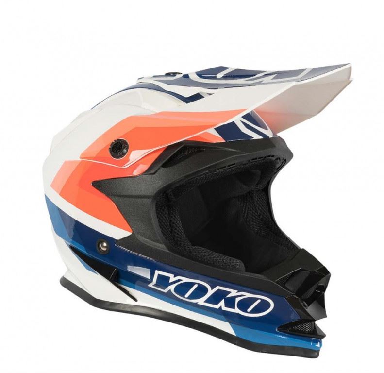 Motokrosová helma YOKO SCRAMBLE white / blue / fire